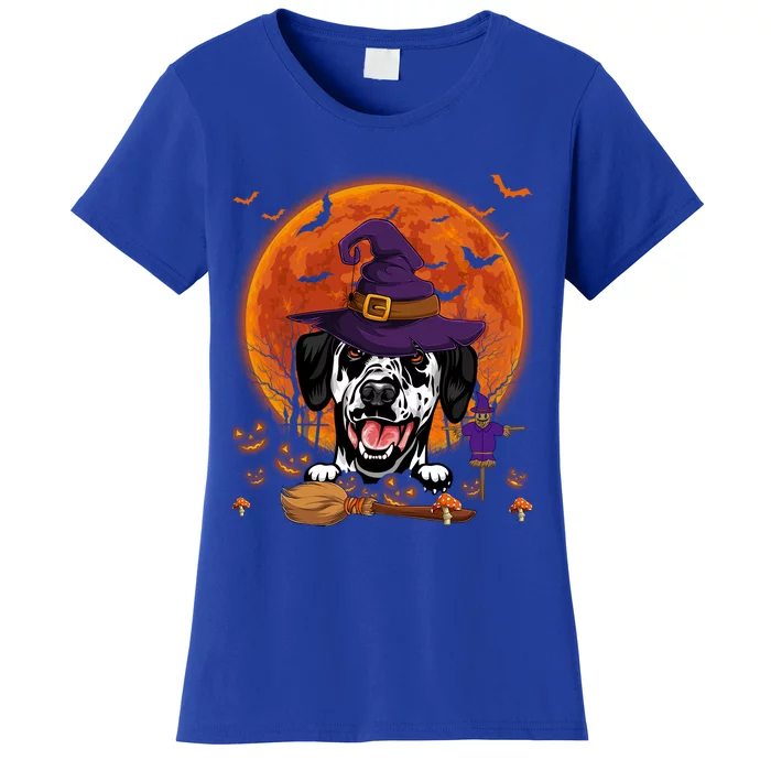 Funny Dalmatian With Halloween Pumpkin Scary Costume Gift Women's T-Shirt