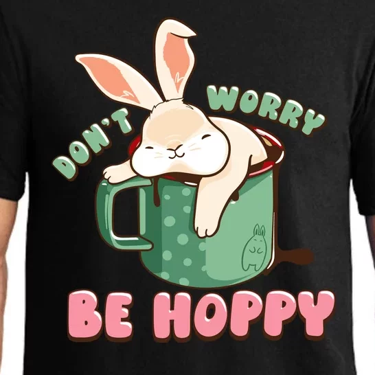 Funny Don't Worry Be Hoppy Rabbit Coffee Pajama Set