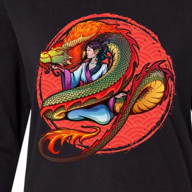 Fire Dragon Warrior Woman Womens Cotton Relaxed Long Sleeve T-Shirt