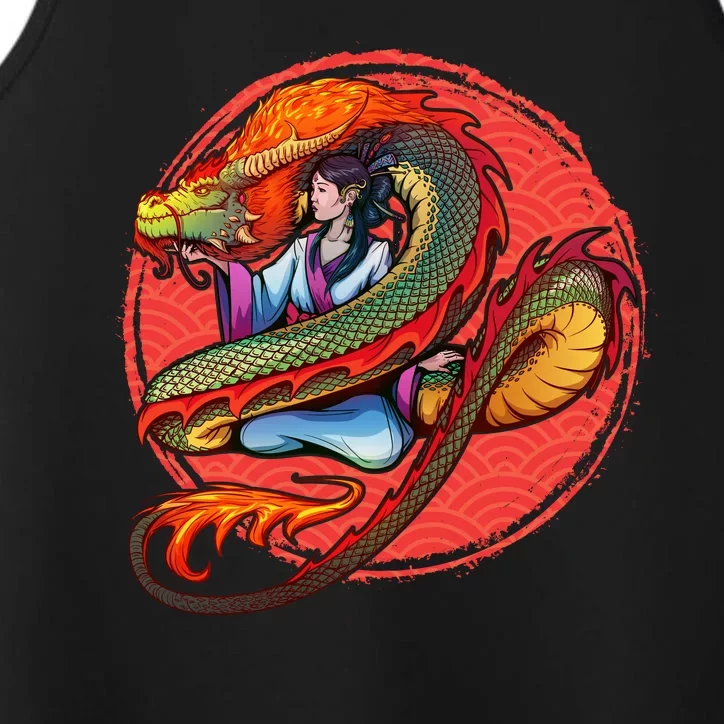 Fire Dragon Warrior Woman Performance Tank