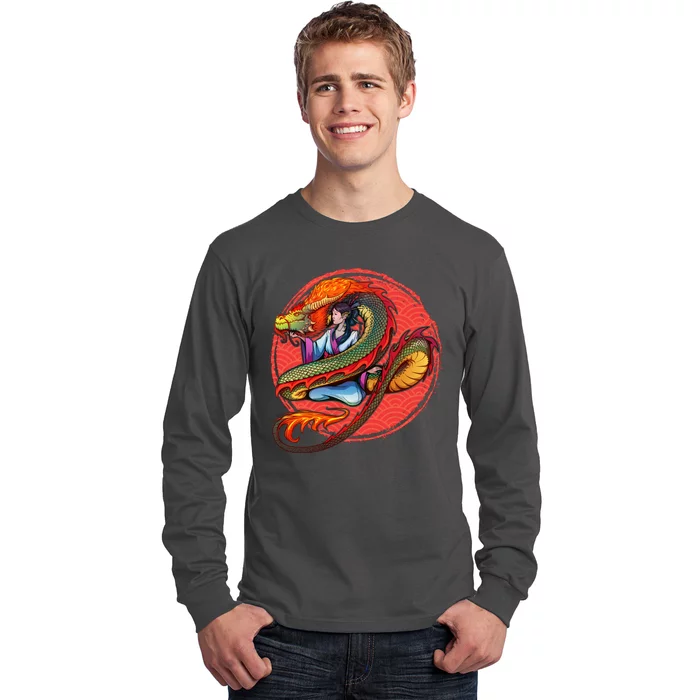 Fire Dragon Warrior Woman Long Sleeve Shirt