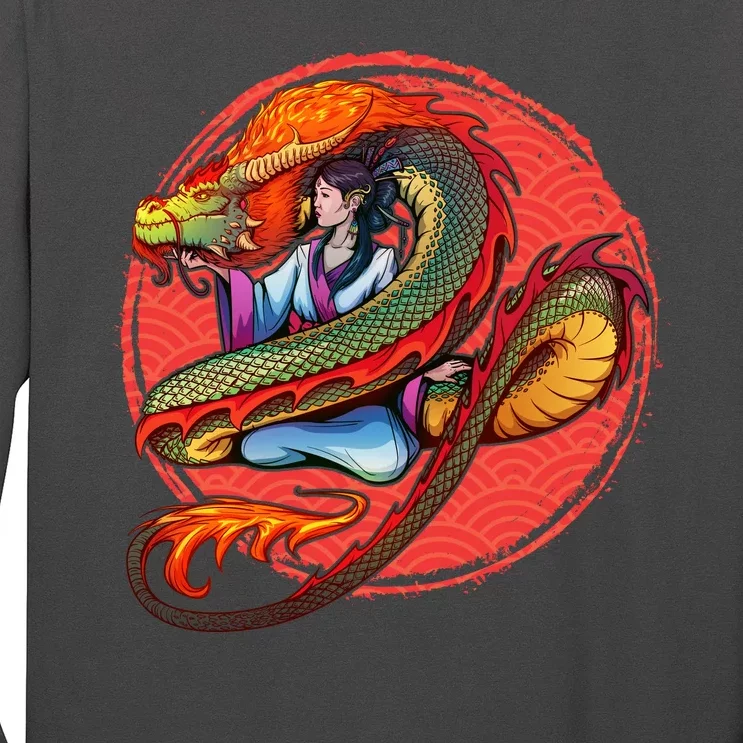 Fire Dragon Warrior Woman Long Sleeve Shirt