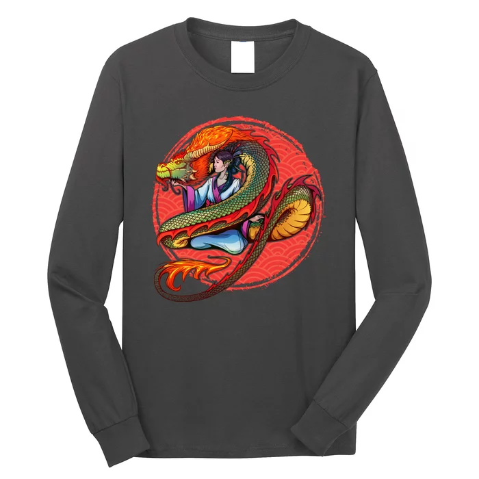 Fire Dragon Warrior Woman Long Sleeve Shirt