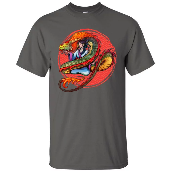 Fire Dragon Warrior Woman Tall T-Shirt