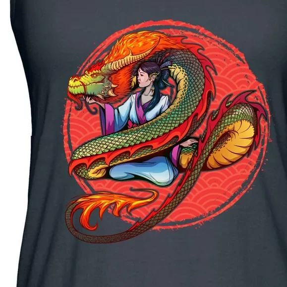 Fire Dragon Warrior Woman Ladies Essential Flowy Tank