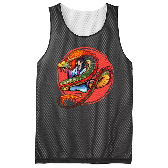 Fire Dragon Warrior Woman Mesh Reversible Basketball Jersey Tank