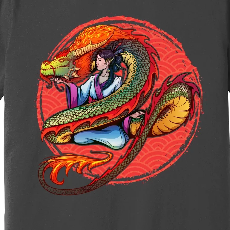 Fire Dragon Warrior Woman Premium T-Shirt