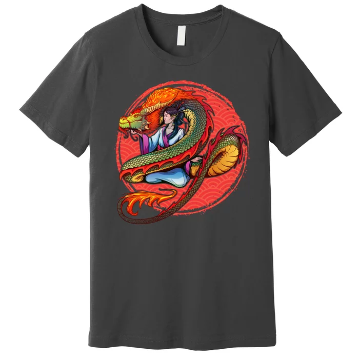 Fire Dragon Warrior Woman Premium T-Shirt