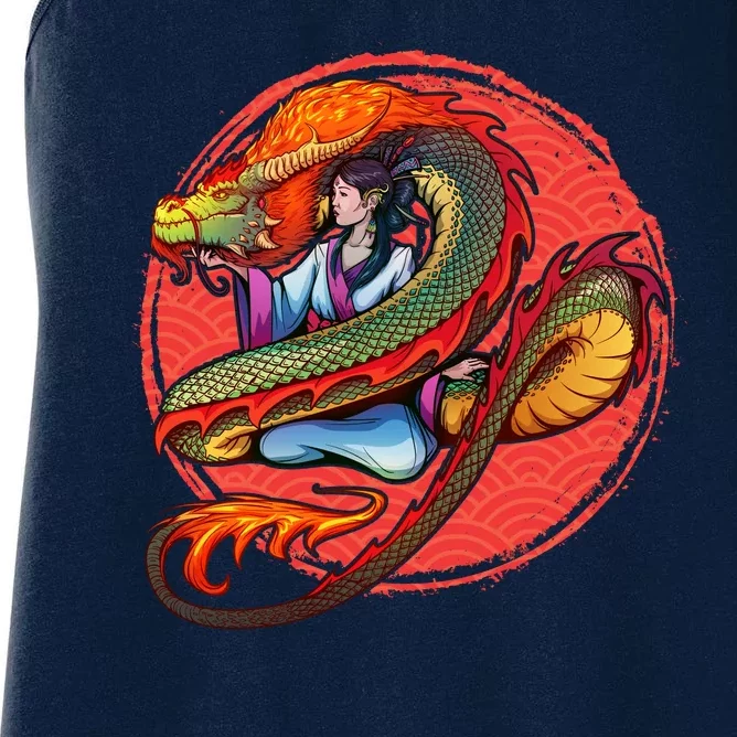 Fire Dragon Warrior Woman Women's Racerback Tank