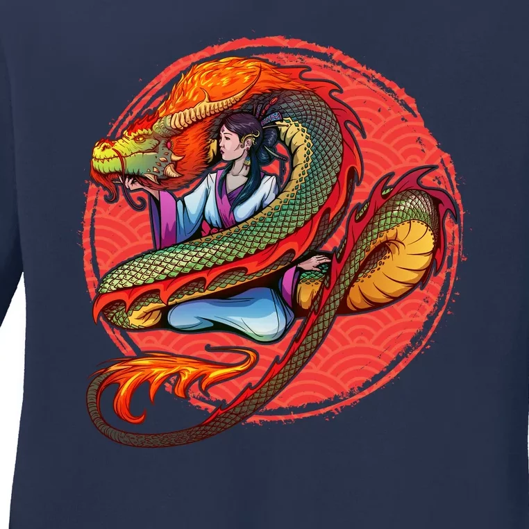 Fire Dragon Warrior Woman Ladies Long Sleeve Shirt