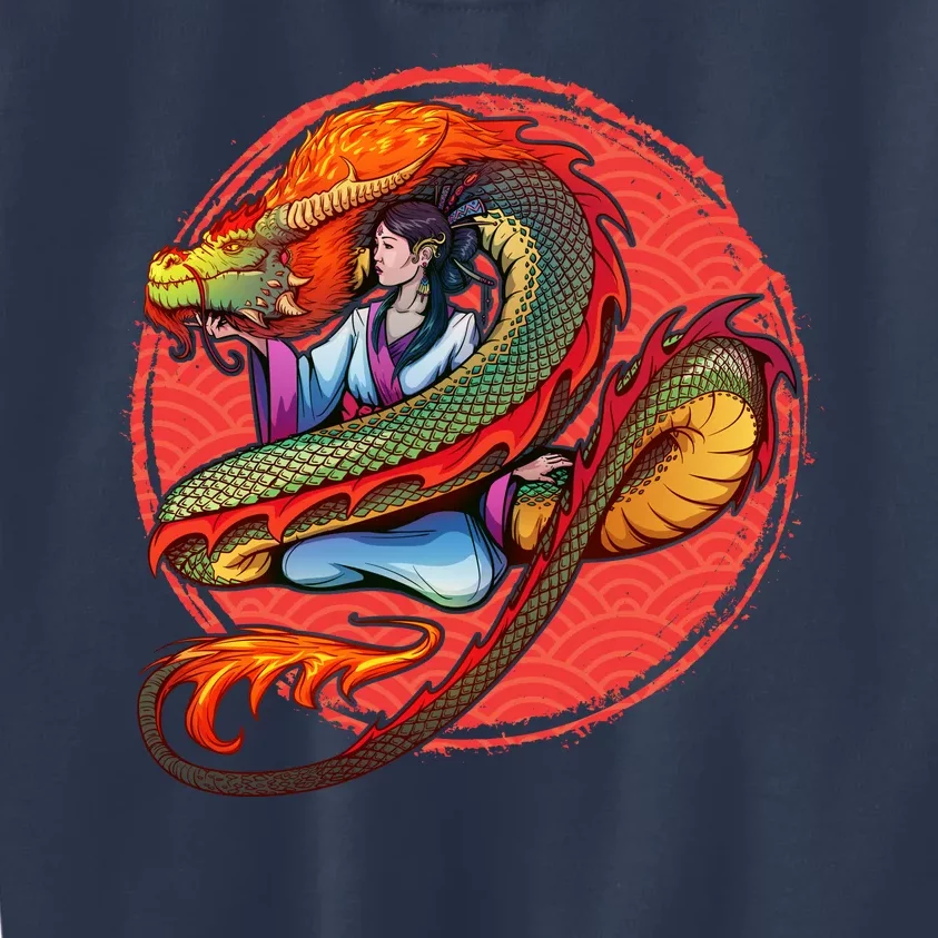 Fire Dragon Warrior Woman Kids Sweatshirt