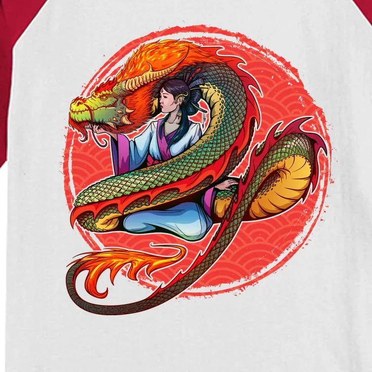 Fire Dragon Warrior Woman Kids Colorblock Raglan Jersey