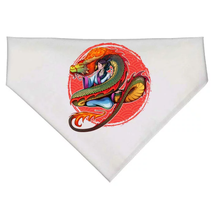 Fire Dragon Warrior Woman USA-Made Doggie Bandana