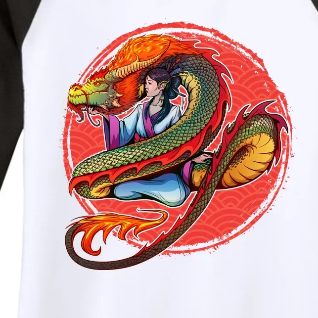 Fire Dragon Warrior Woman Women's Tri-Blend 3/4-Sleeve Raglan Shirt