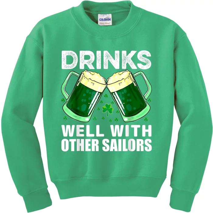 Funny Drinks Well With Other Sailors Shamrock Patricks Day Kids Sweatshirt