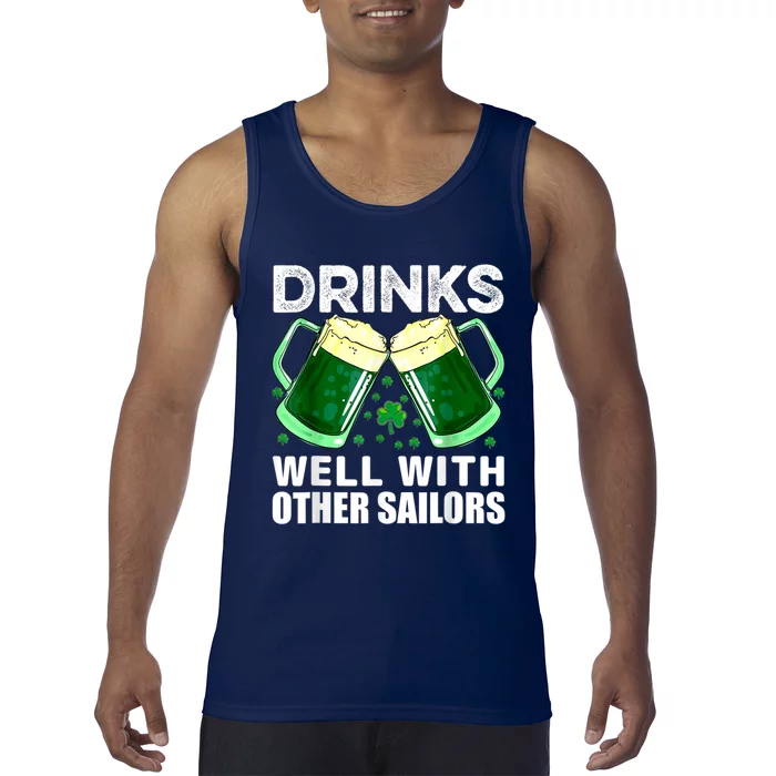 Funny Drinks Well With Other Sailors Shamrock Patricks Day Tank Top