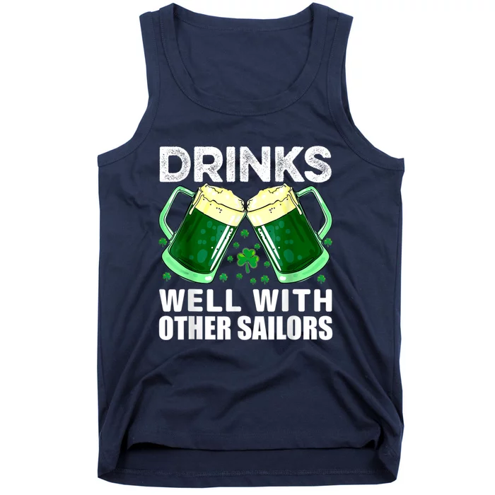 Funny Drinks Well With Other Sailors Shamrock Patricks Day Tank Top