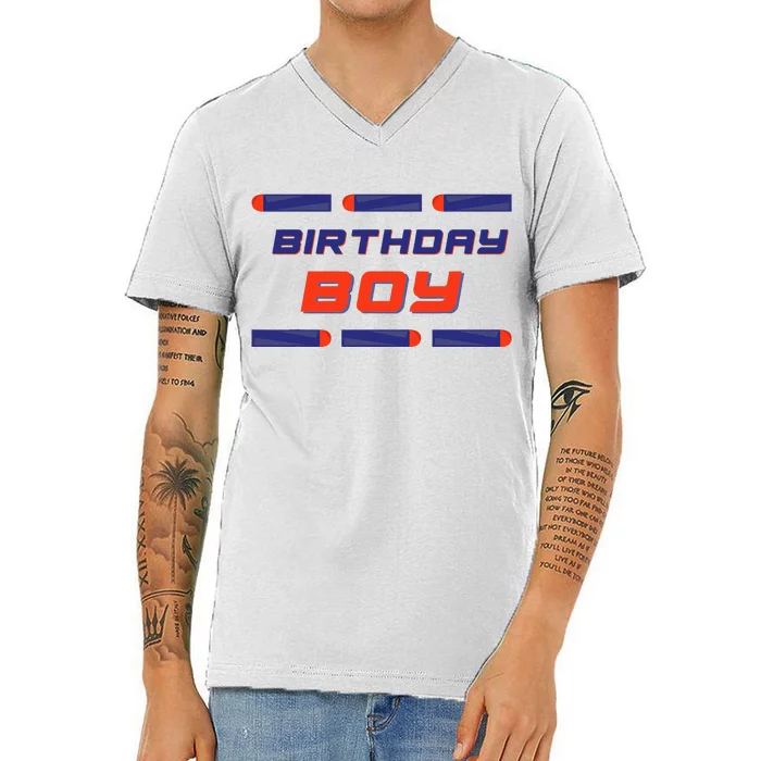 Foam Dart War Birthday V-Neck T-Shirt