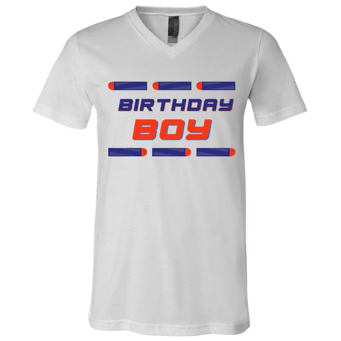 Foam Dart War Birthday V-Neck T-Shirt