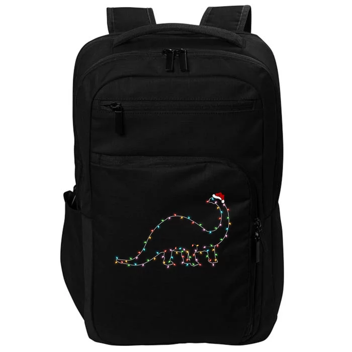 Funny Dinosaur Xmas Lighting Santa Hat Dinosaur Christmas Funny Gift Impact Tech Backpack