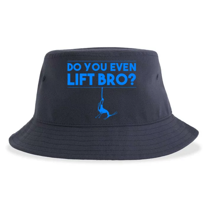 Funny Do You Even Lift Bro Gift | Cute Skiing Lover Boy Sustainable Bucket Hat