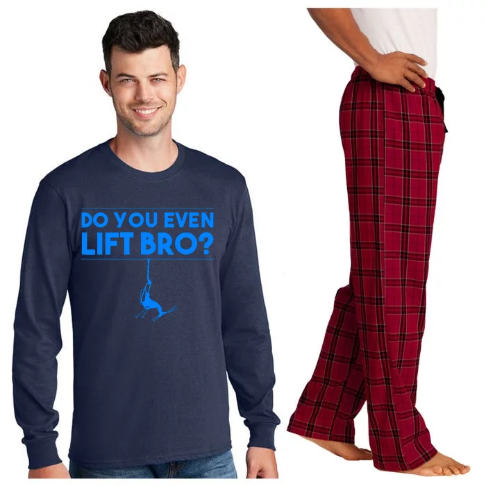 Funny Do You Even Lift Bro Gift | Cute Skiing Lover Boy Long Sleeve Pajama Set