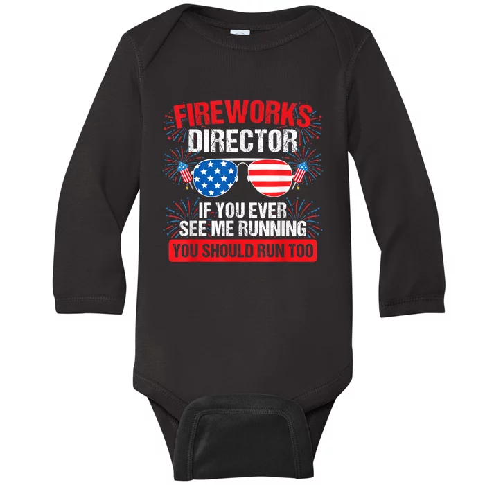 Fireworks Director You See Me Running Patriotic Baby Long Sleeve Bodysuit