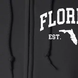 Florida Est 1845 Distressed Worn Design Classic Full Zip Hoodie