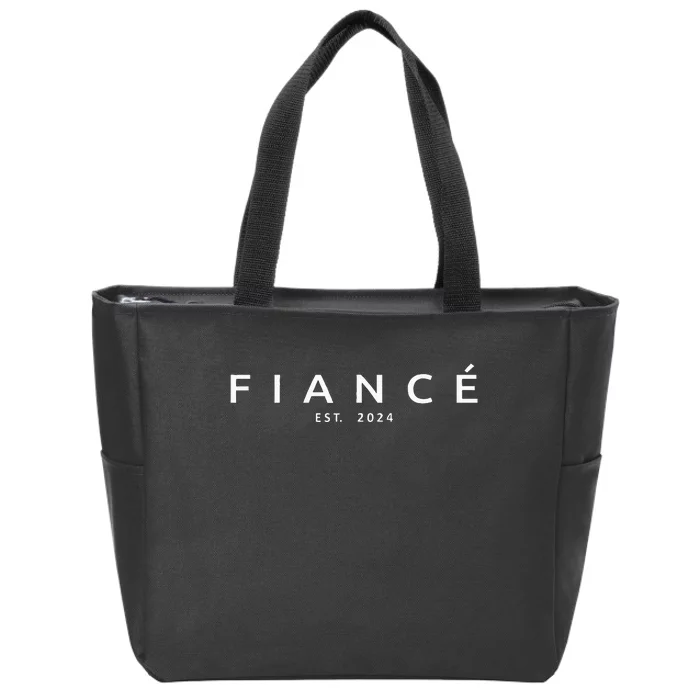 Fiancé Est. 2024 Engaged Future Husband Engagement Fiancé Zip Tote Bag