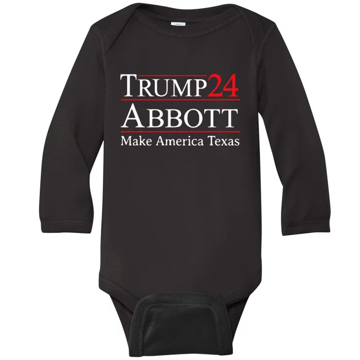 Funny Election 2024 Trump Abbott Texas Gift Campaign Baby Long Sleeve Bodysuit