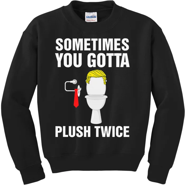 Funny Election 2024 Sometimes You Gotta Flush Twice Kids Sweatshirt