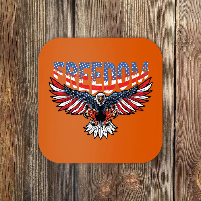 Freedom Eagle 4th Of July American Flag Patriotic Coaster