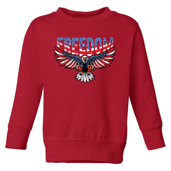 Freedom Eagle 4th Of July American Flag Patriotic Toddler Sweatshirt