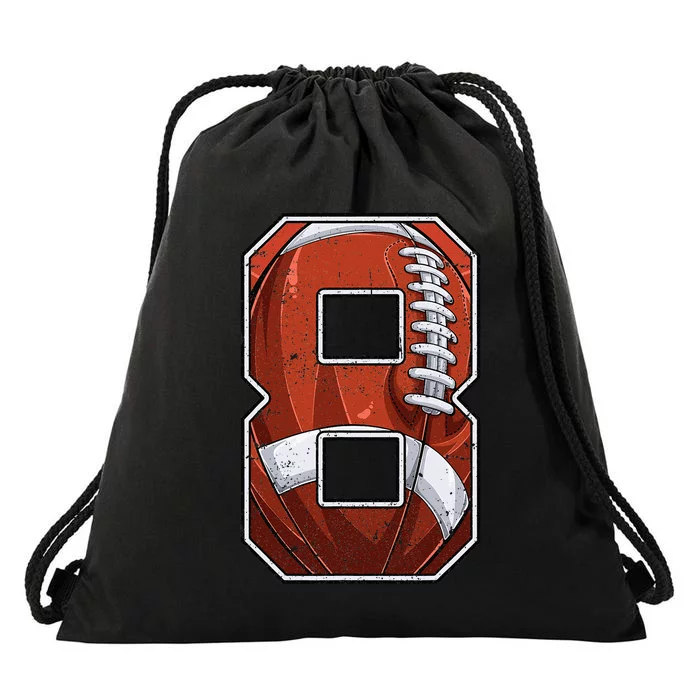 Football Eighth 8th Birthday Boy Eight 8 Years Old Bday Kids Drawstring Bag