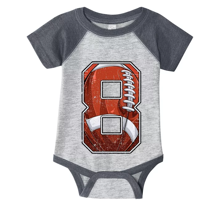 Football Eighth 8th Birthday Boy Eight 8 Years Old Bday Kids Infant Baby Jersey Bodysuit