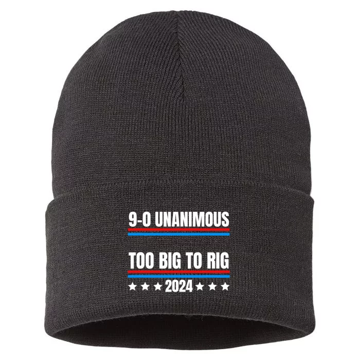 Funny Election 9 0 Unanimous Too Big To Rig Trump Sustainable Knit Beanie