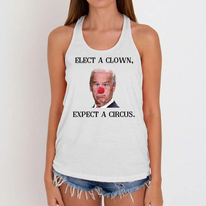 Funny Elect A Clown, Expect A Circus Biden Design #FJB 2021 Women's Knotted Racerback Tank