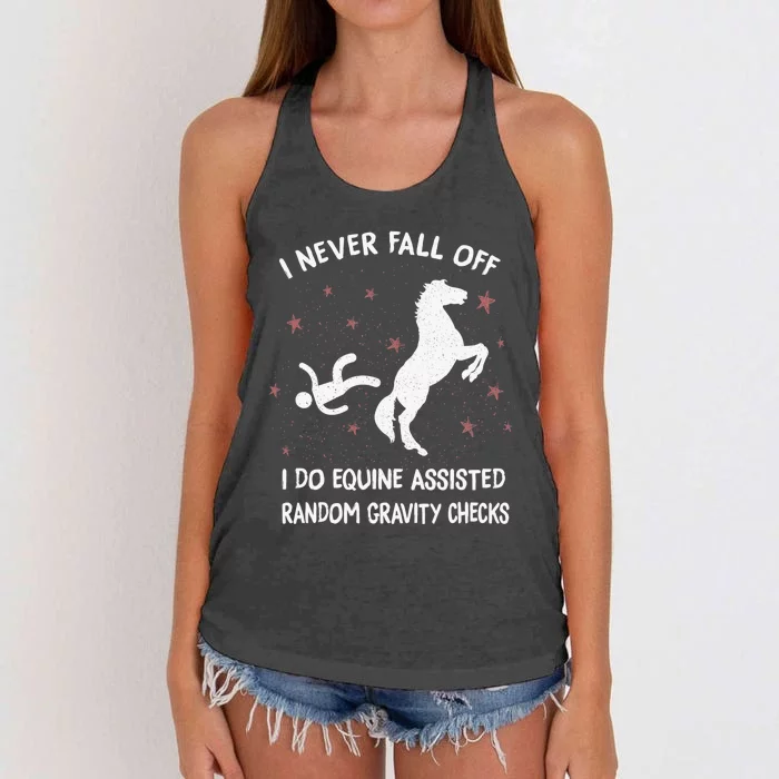 Funny Equine Assisted Gravity Checks Horse Women's Knotted Racerback Tank