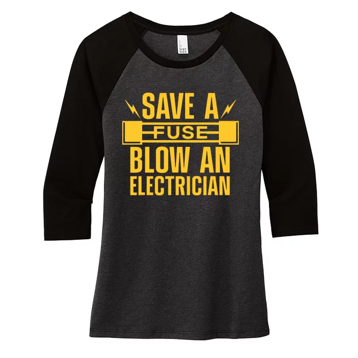 Funny Electrician Art Women Electrical Fuse Electrician Women's Tri-Blend 3/4-Sleeve Raglan Shirt