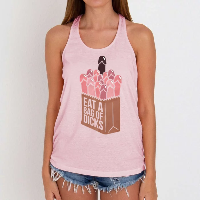 Funny Eat A Bag Of Dicks Funny Dicks Bag Gift Women's Knotted Racerback Tank