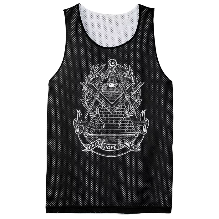 Freemason Emblem All Seeing Eye Faith Hope Charity Mesh Reversible Basketball Jersey Tank