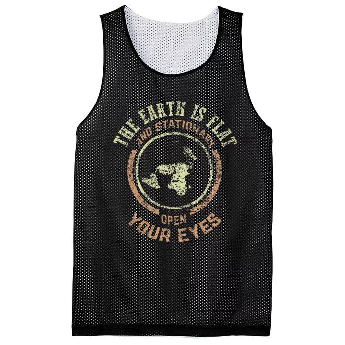 Flat Earth And Stationary Vintage Conspiracy Mesh Reversible Basketball Jersey Tank