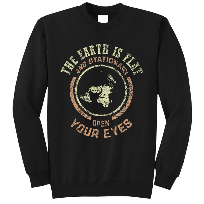 Flat Earth And Stationary Vintage Conspiracy Tall Sweatshirt