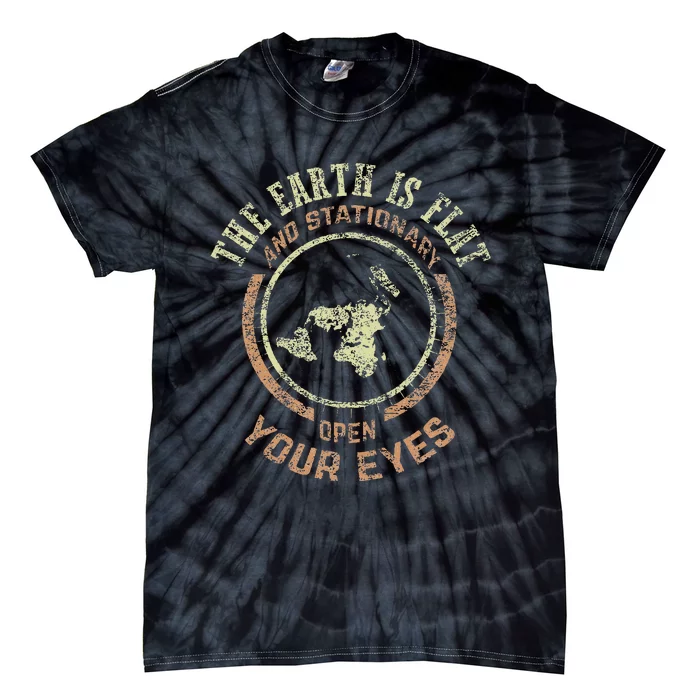 Flat Earth And Stationary Vintage Conspiracy Tie-Dye T-Shirt