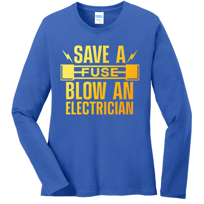 Funny Electrician Art  Wo Electrical Fuse Electrician Ladies Long Sleeve Shirt