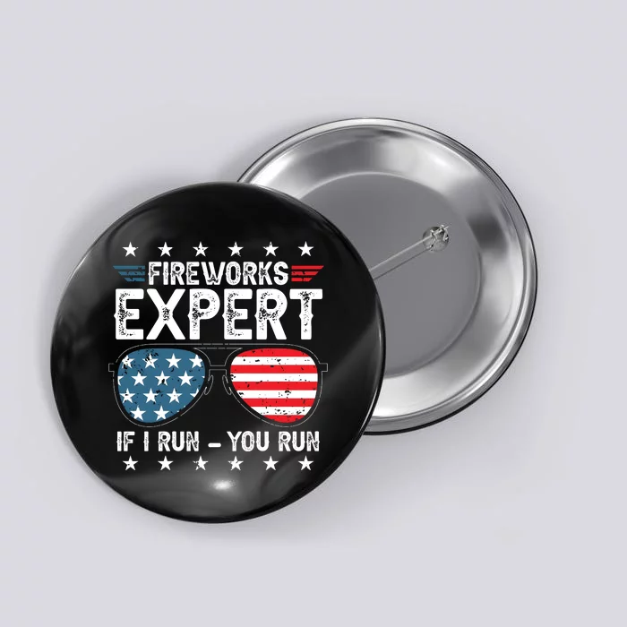 Fireworks Expert American Flag Sunglasses Button