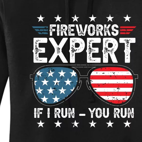 Fireworks Expert American Flag Sunglasses Women's Pullover Hoodie