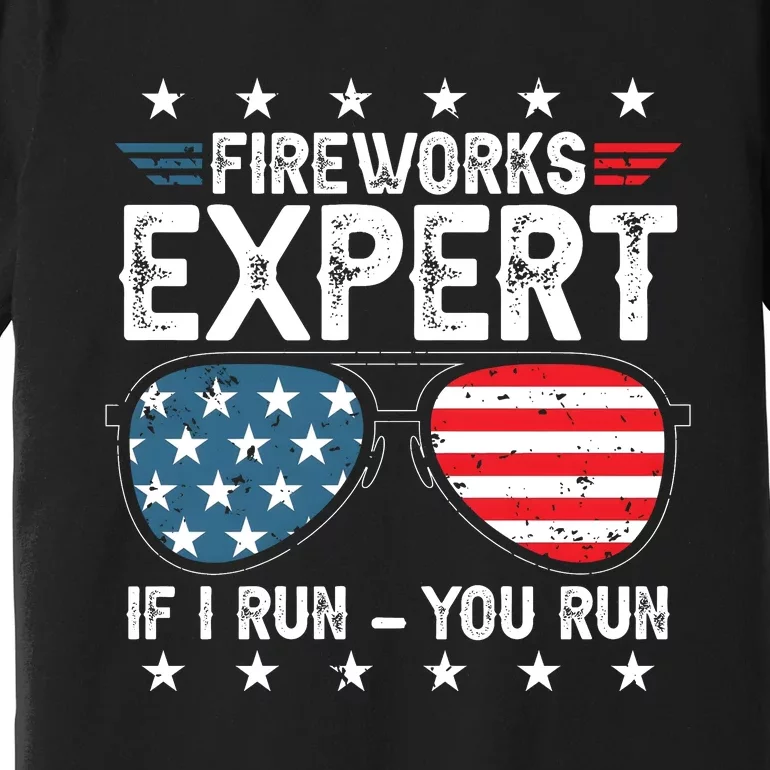 Fireworks Expert American Flag Sunglasses Premium T-Shirt