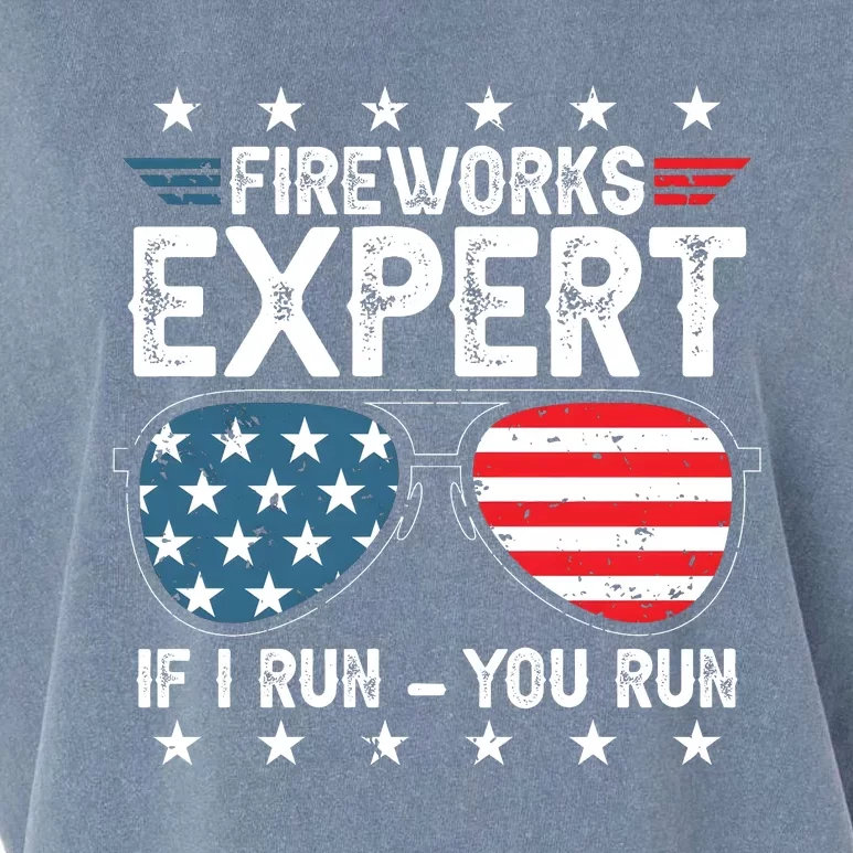 Fireworks Expert American Flag Sunglasses Garment-Dyed Women's Muscle Tee