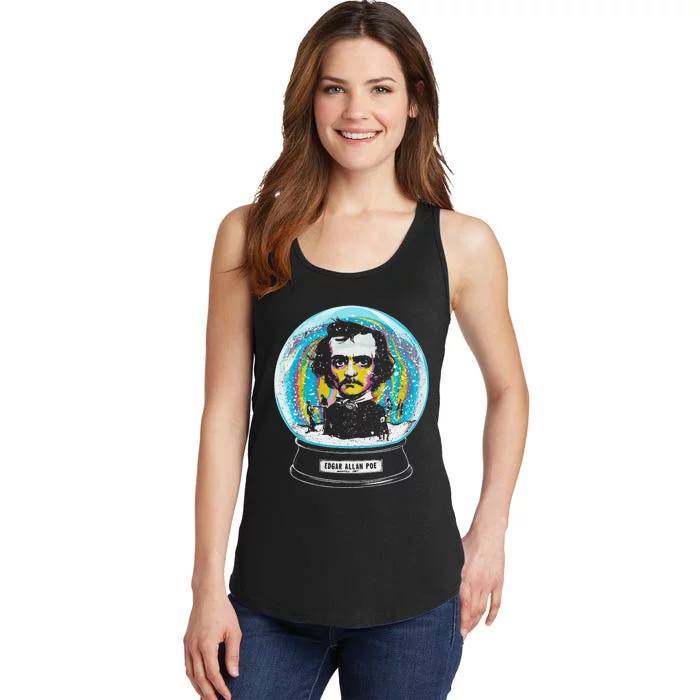 Funny Edgar Allan Poe Snow Globe Ladies Essential Tank